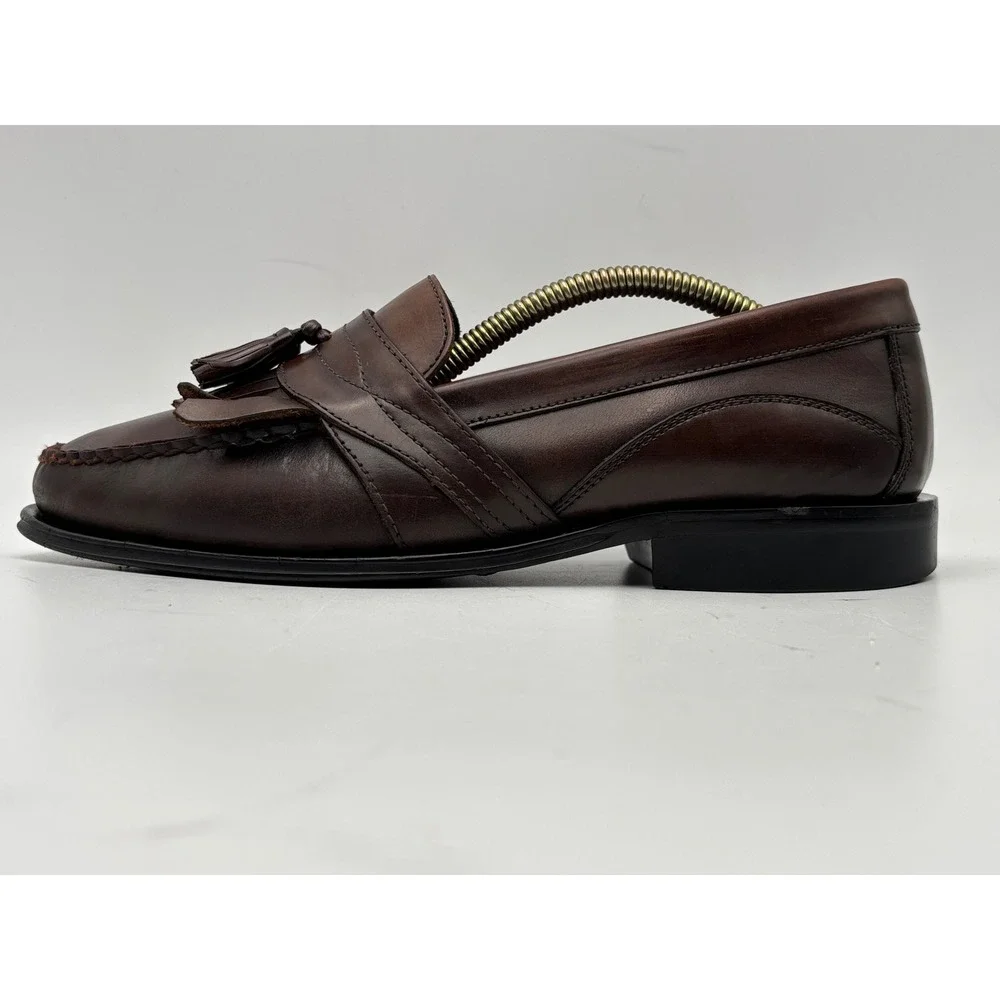 Bass Weejuns Men's Brown Leather Kiltie Tassel Loafers – Classic Dress Shoes